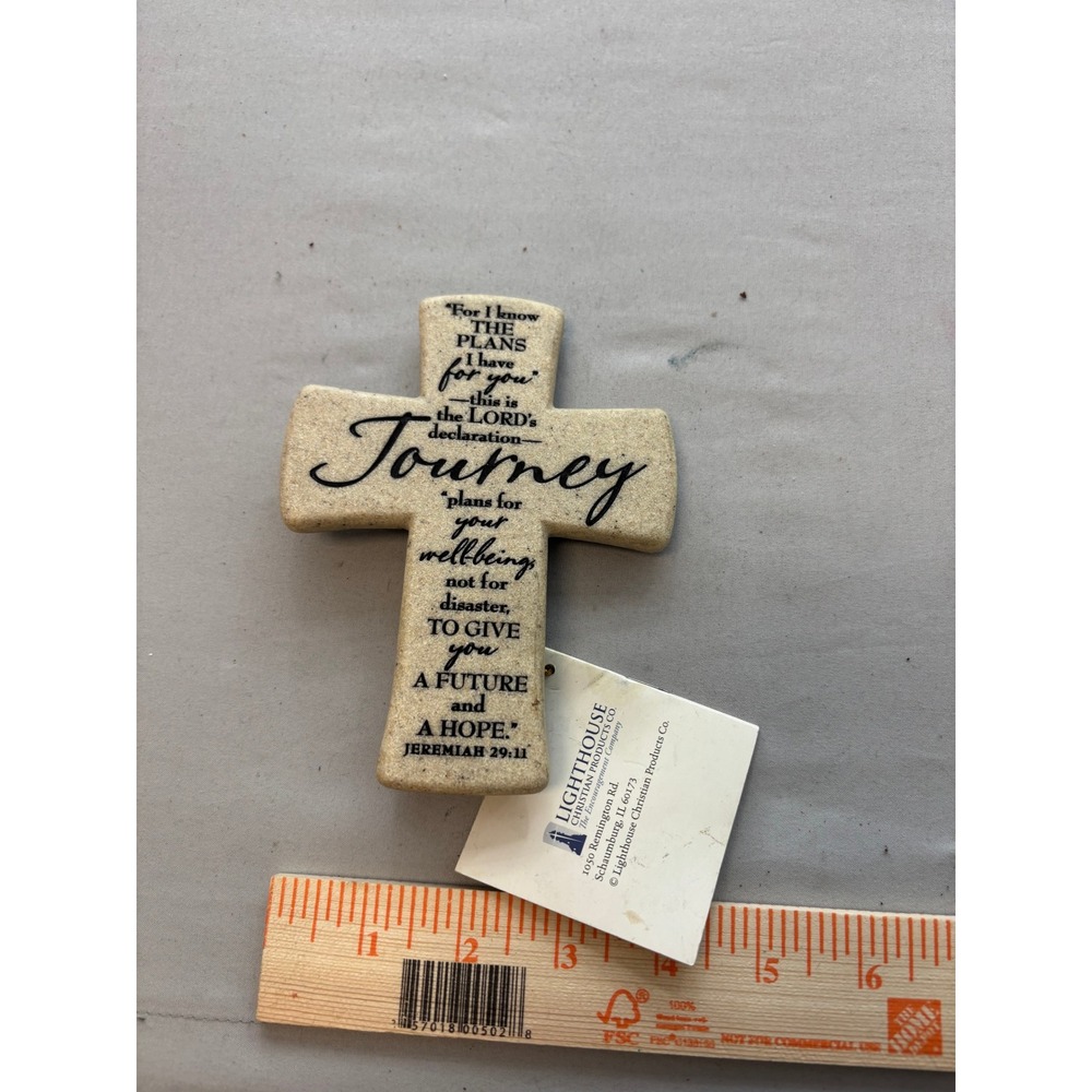 Lighthouse Christian Products Jeremiah 29:11 Journey Cross Plaque Cream 5.5in